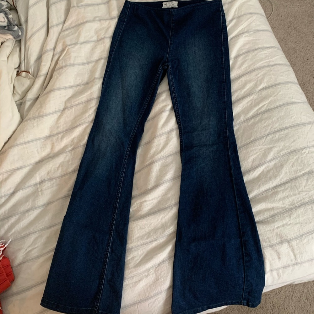 Free People Dark Denim Bell Bottoms